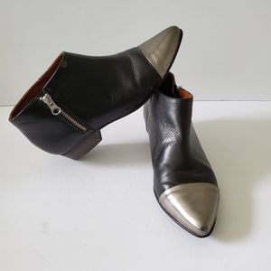 SixtySeven Black Leather Cap Toe Booties 7.5